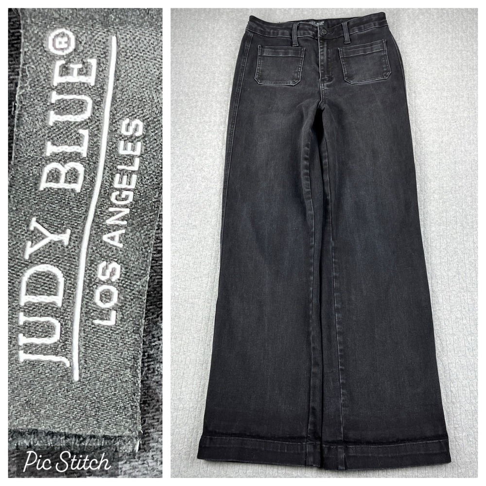 Judy Blue Baggy Wide Leg Black Jeans Women 9/29 (27X31 High Rise Y2K 90s